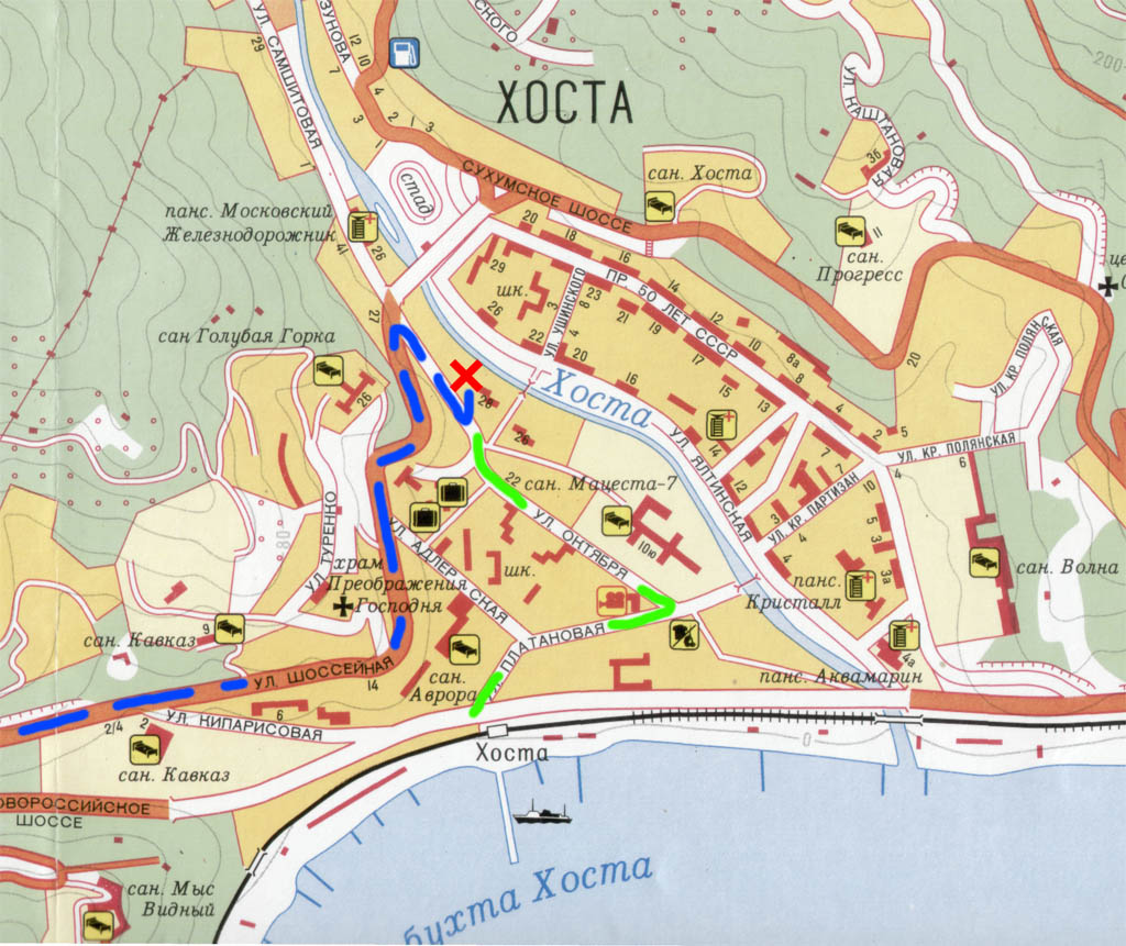 Карта Хосты - Хостинский район Сочи Карта Хосты - Хостинский район Сочи
