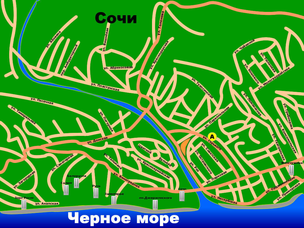 Карта Сочи - центр Сочи Карта Сочи - центр Сочи